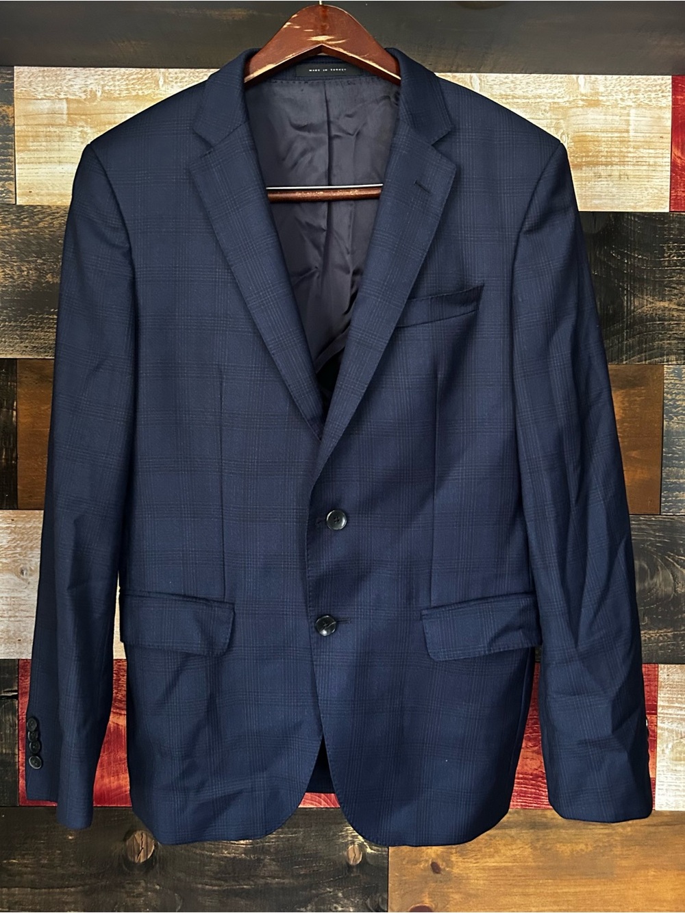 Hugo boss Loro piana currebt Men's Navy Plaid Two-Button Blazer sport coat 42S
